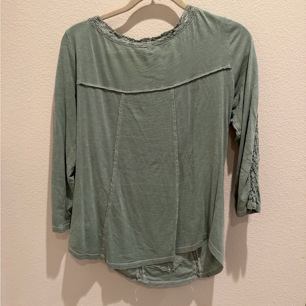 Free People Lace Detail Blouse in Soft Green - Picture 4 of 4